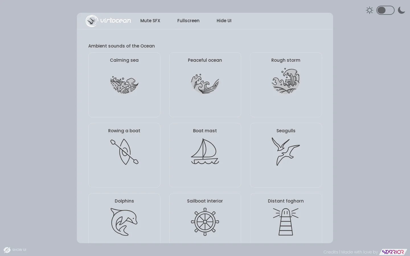 Virtual Ocean | Sea and ocean sounds noise generator Homepage screenshot