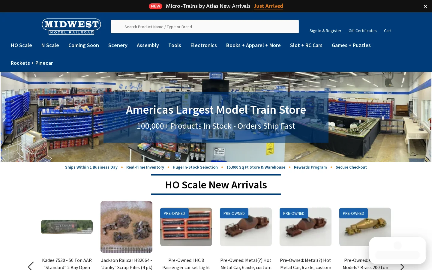 Model Trains & Railroad Supplies | Midwest Model Railroad Homepage screenshot