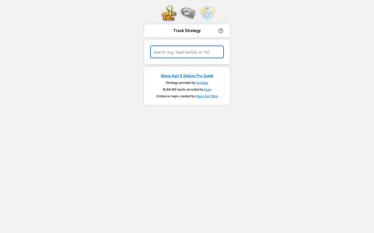 MK8DX Track Info Homepage screenshot