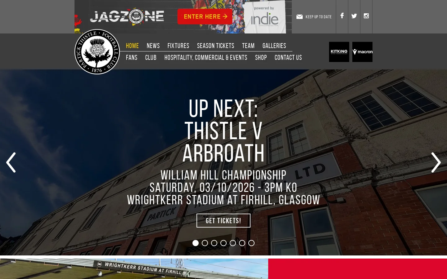 Partick Thistle FC Homepage screenshot