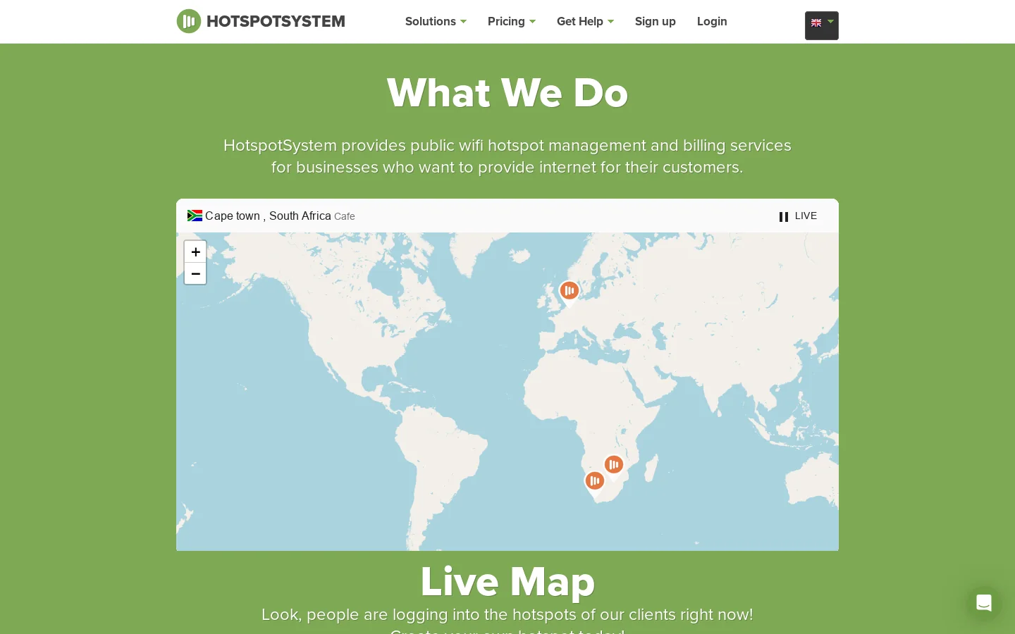 Cloud Hotspot Software by HotspotSystem.com Homepage screenshot