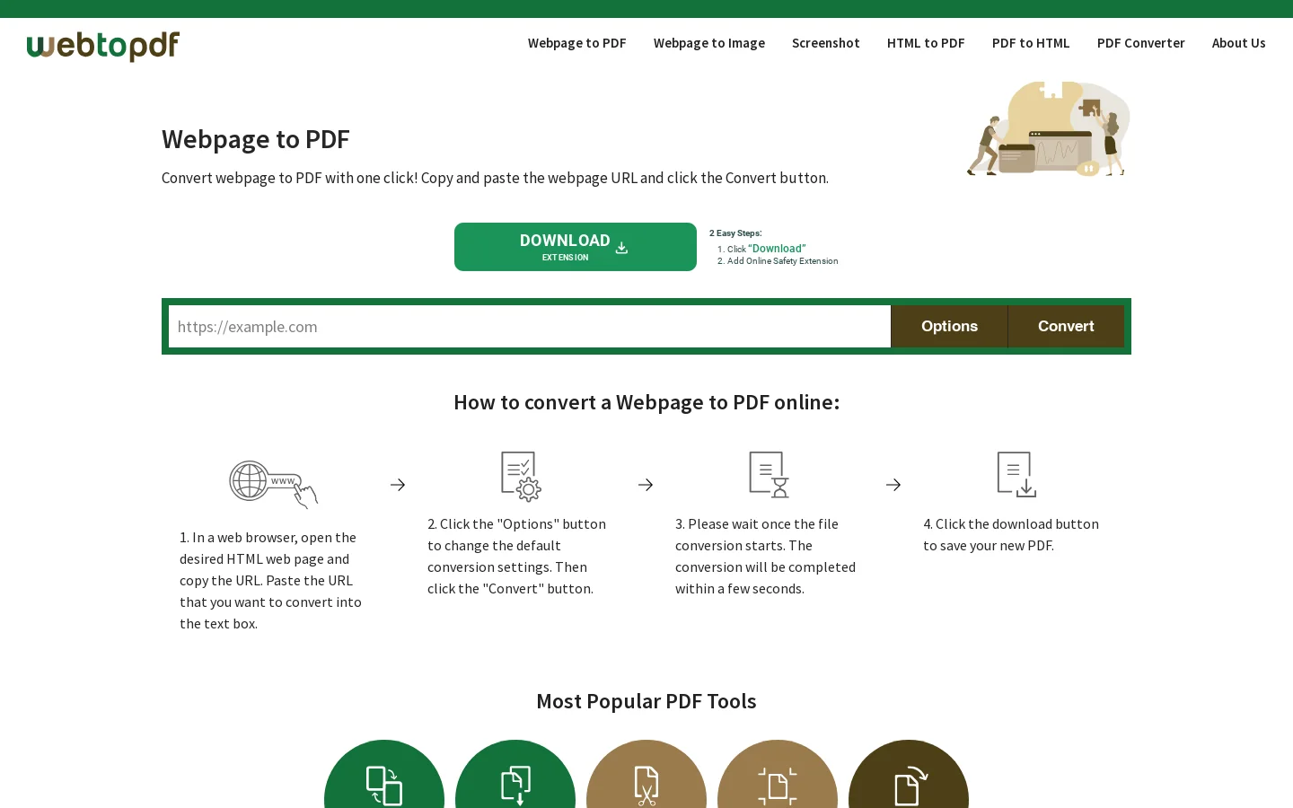 Web Page to PDF - Convert Web to PDF Online Free Homepage screenshot