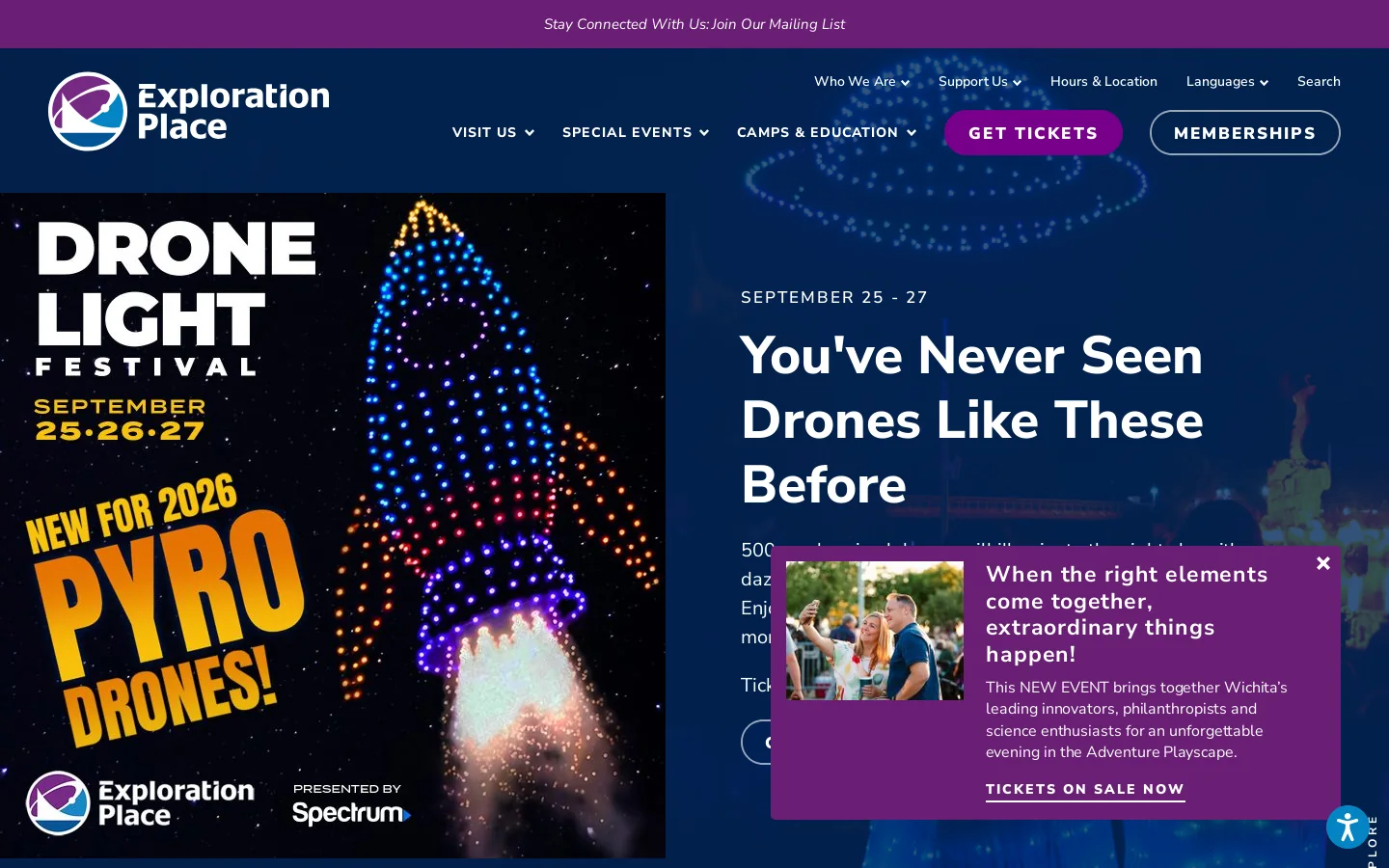 Exploration Place, Wichita, KS Homepage screenshot