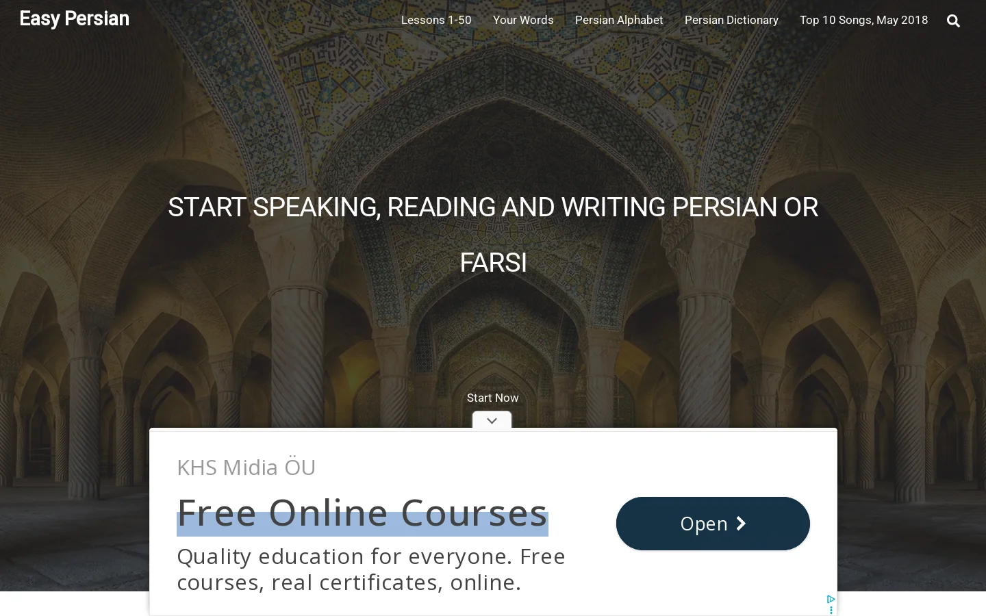 Easy Persian Homepage screenshot