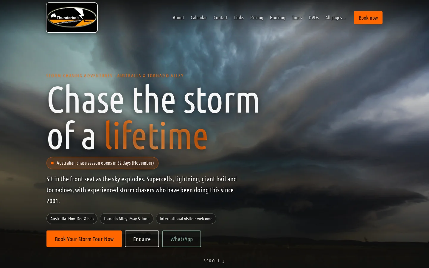 Thunderbolt Tours Homepage screenshot