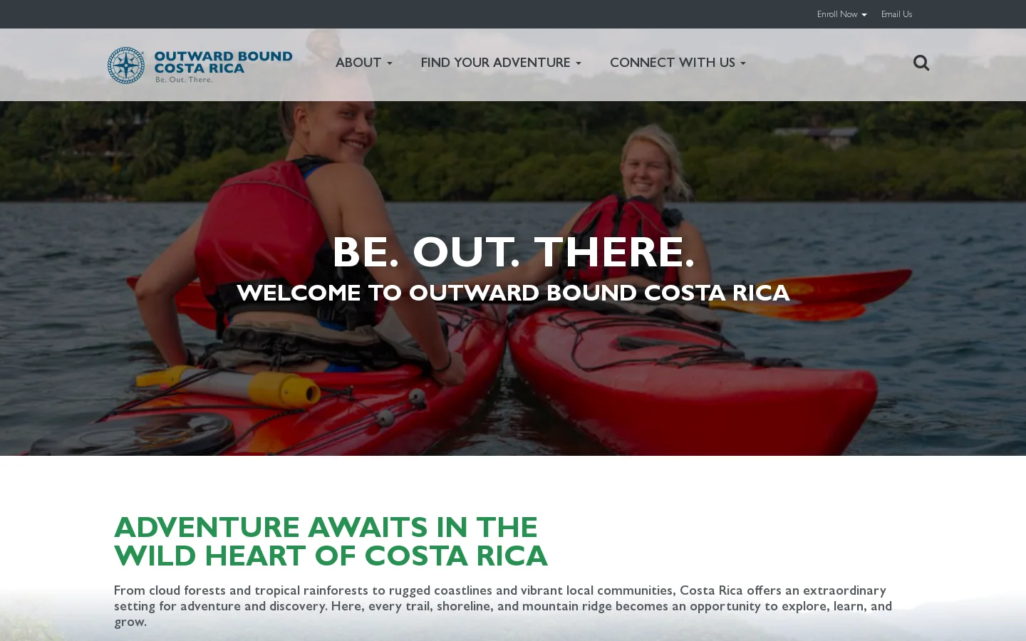 Outward Bound Costa Rica Homepage screenshot