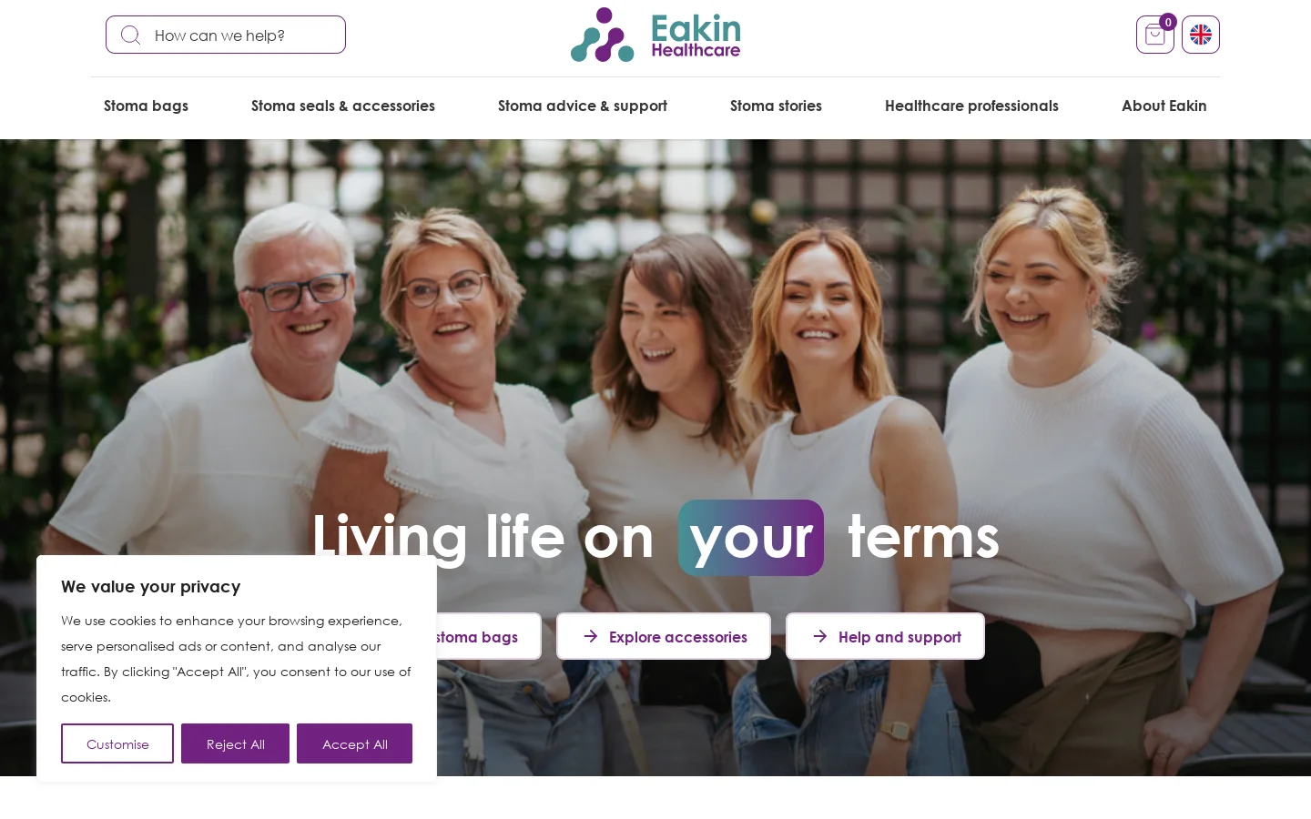 Eakin Ostomy Homepage screenshot