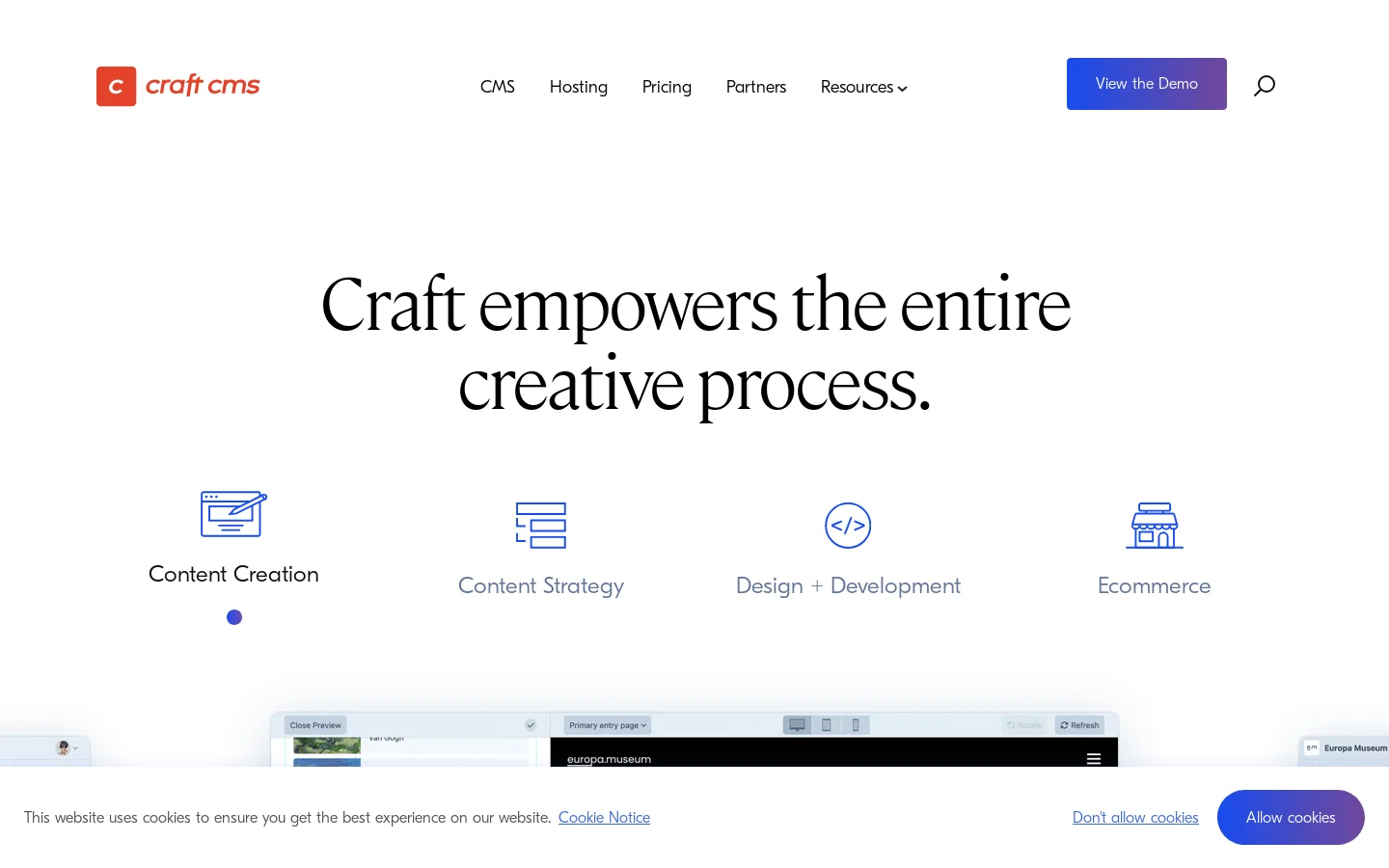 Craft CMS Homepage screenshot