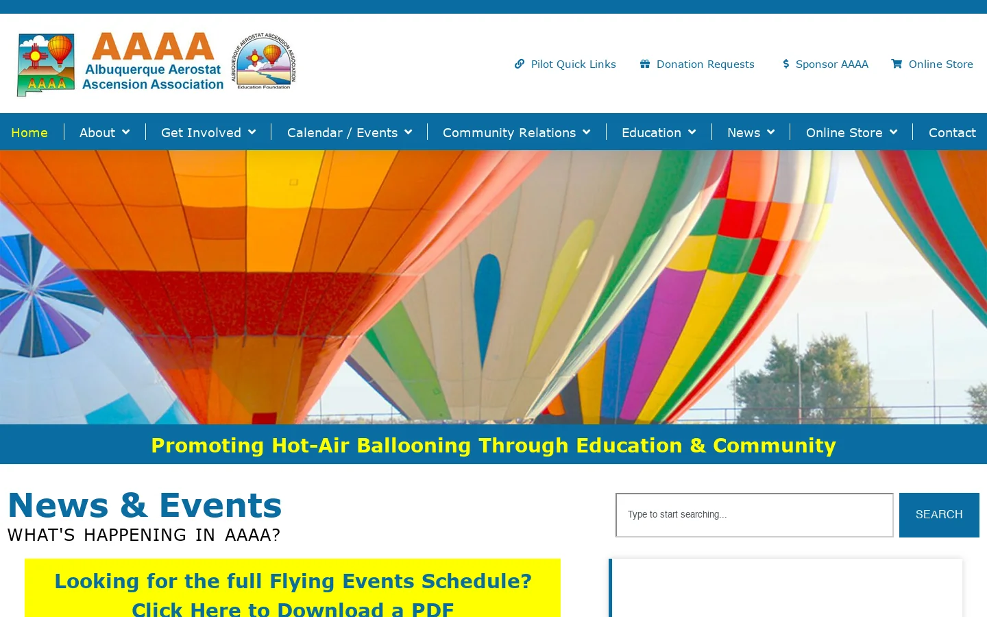 Welcome! - Albuquerque Aerostat Ascension Association (AAAA) Homepage screenshot