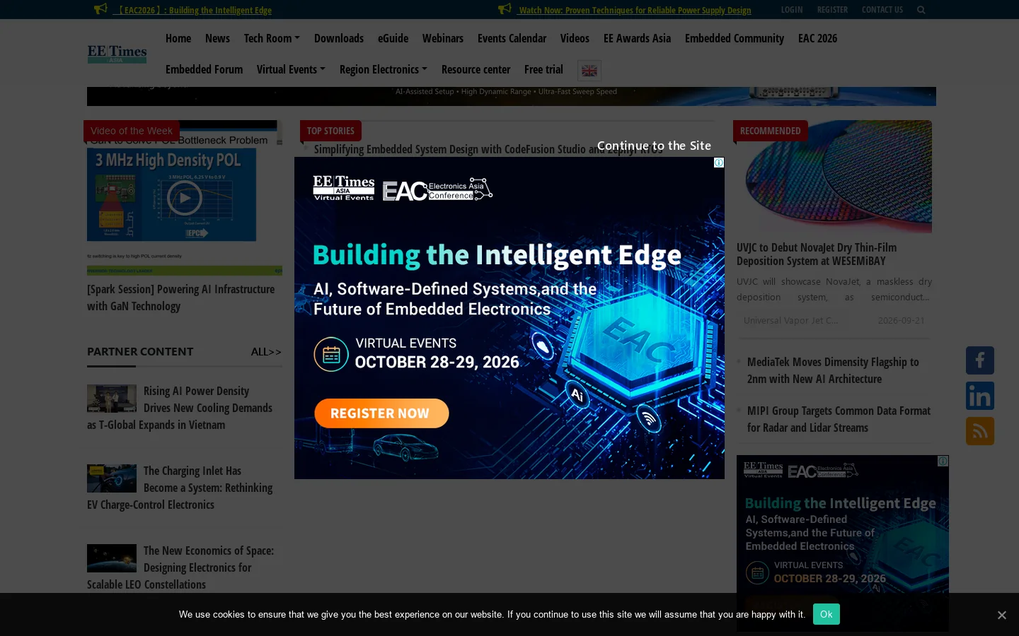 EE Times Asia | Electronics Engineering community for Asia news Homepage screenshot