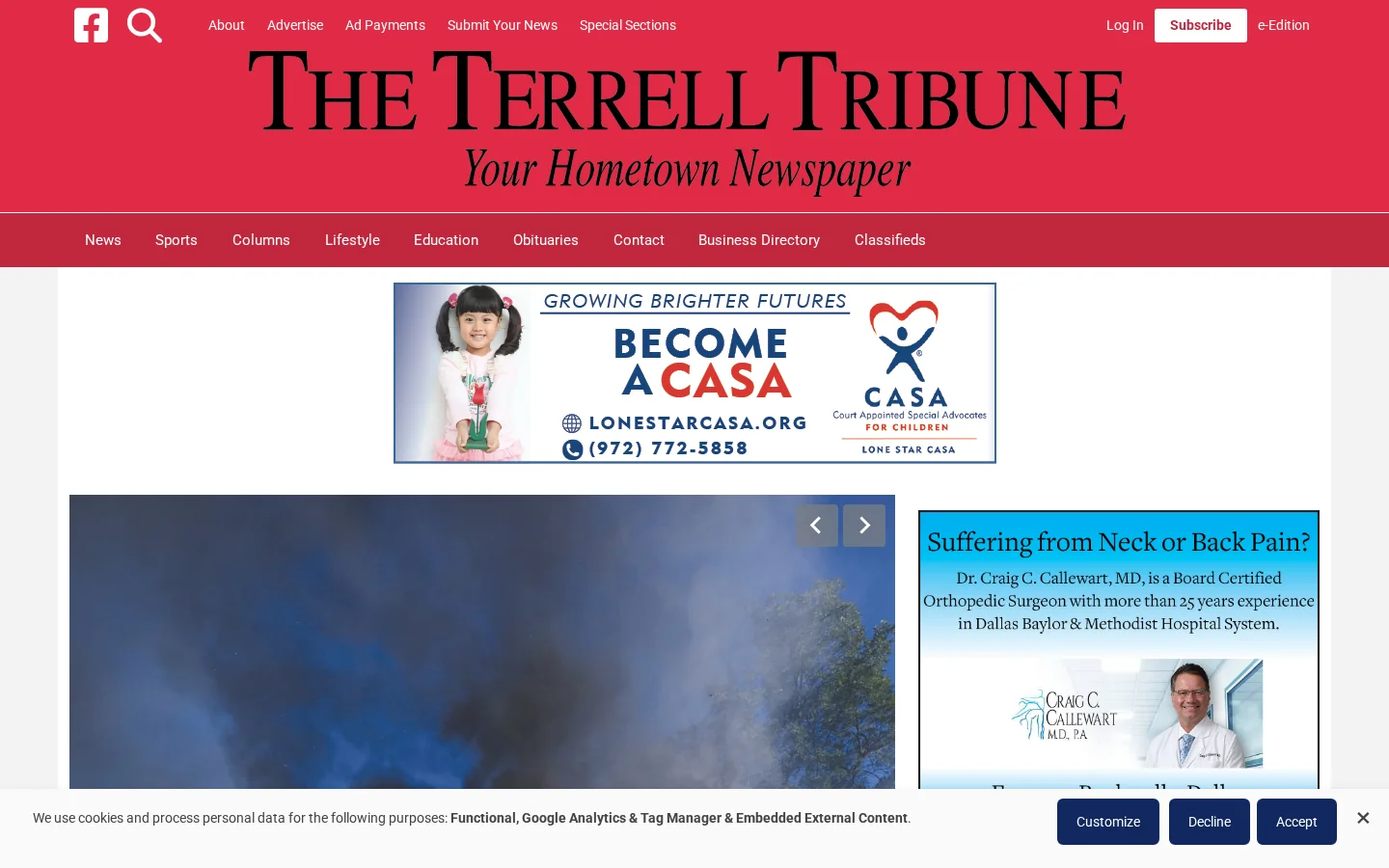 Terrell Tribune Homepage screenshot
