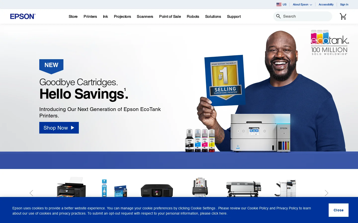 Epson US Homepage screenshot