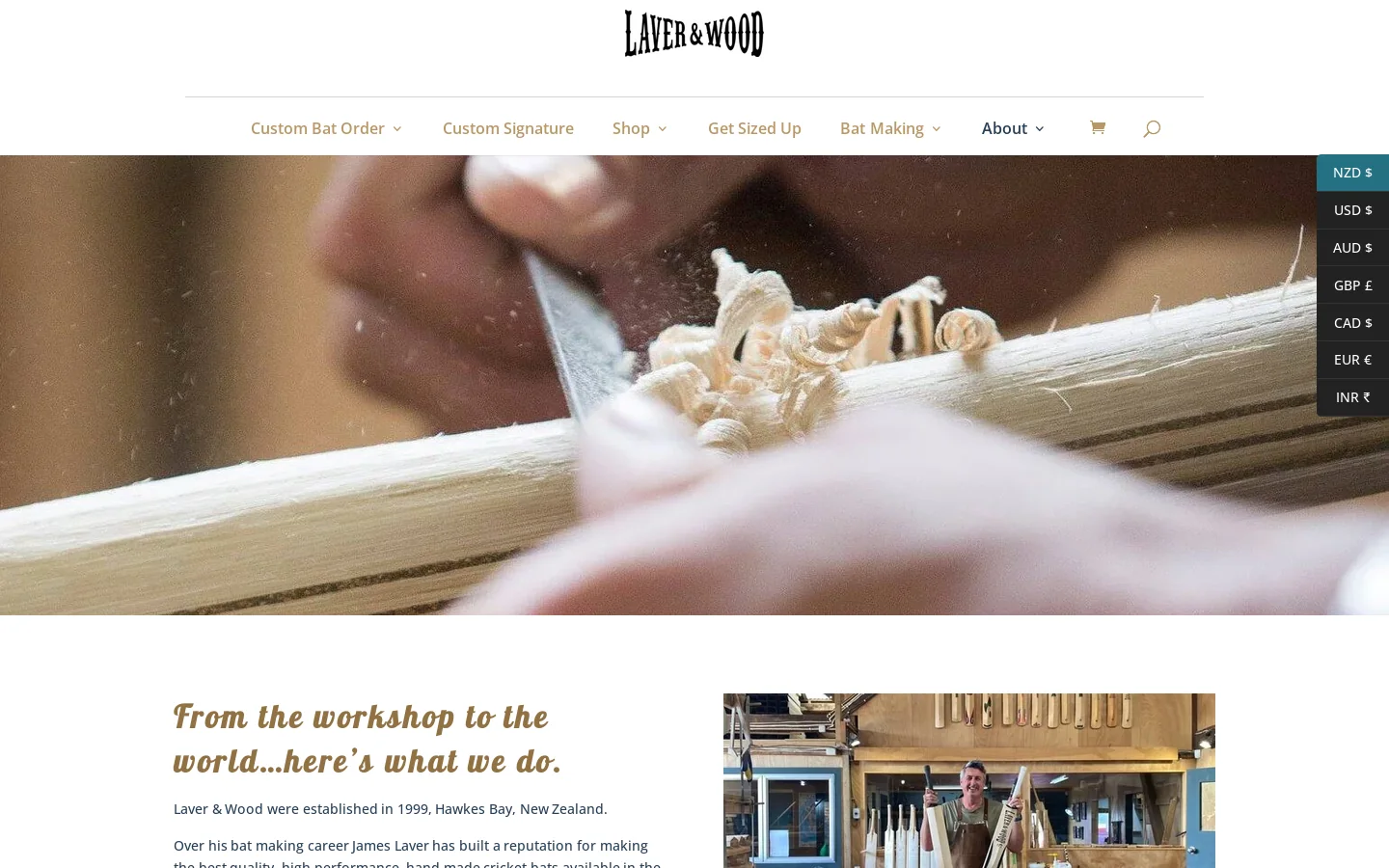 Laver & Wood Best Custom Bats Homepage screenshot