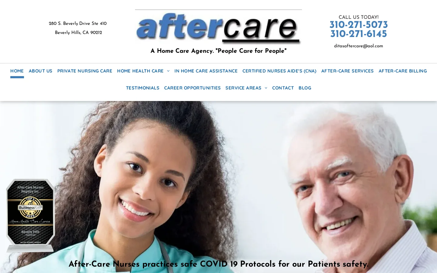 After-Care Nurses Homepage screenshot