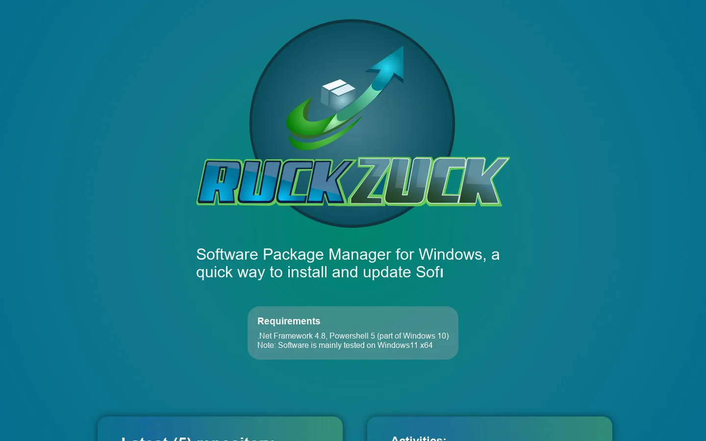 RuckZuck Homepage screenshot