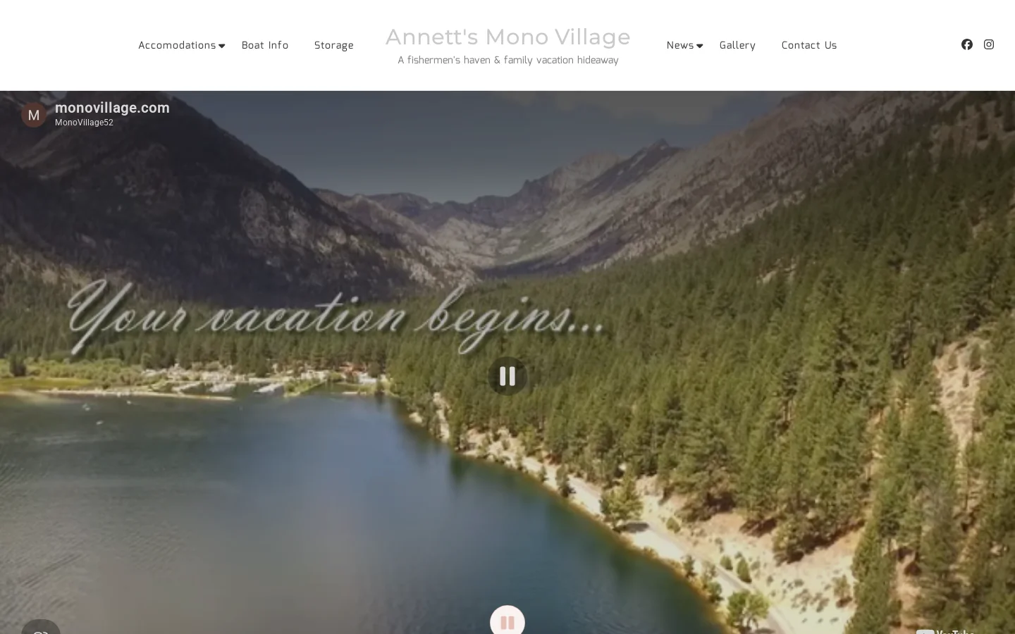 Annett's Mono Village – A fishermen's haven & family vacation hideaway Homepage screenshot
