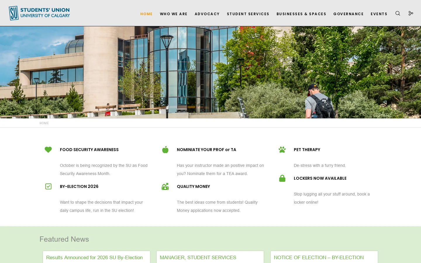 SU @UCalgary Homepage screenshot