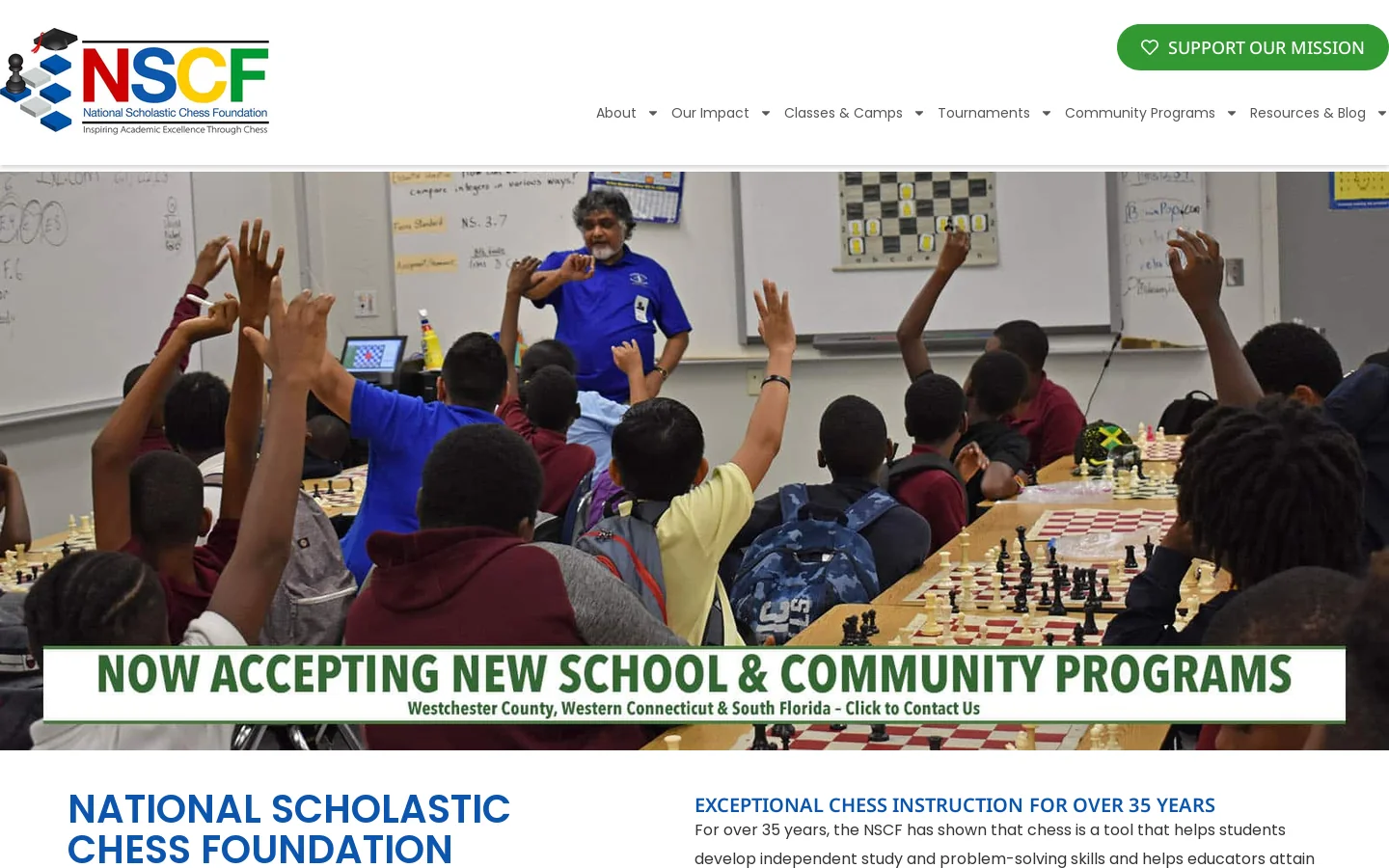 National Scholastic Chess Foundation - NSCF Homepage screenshot