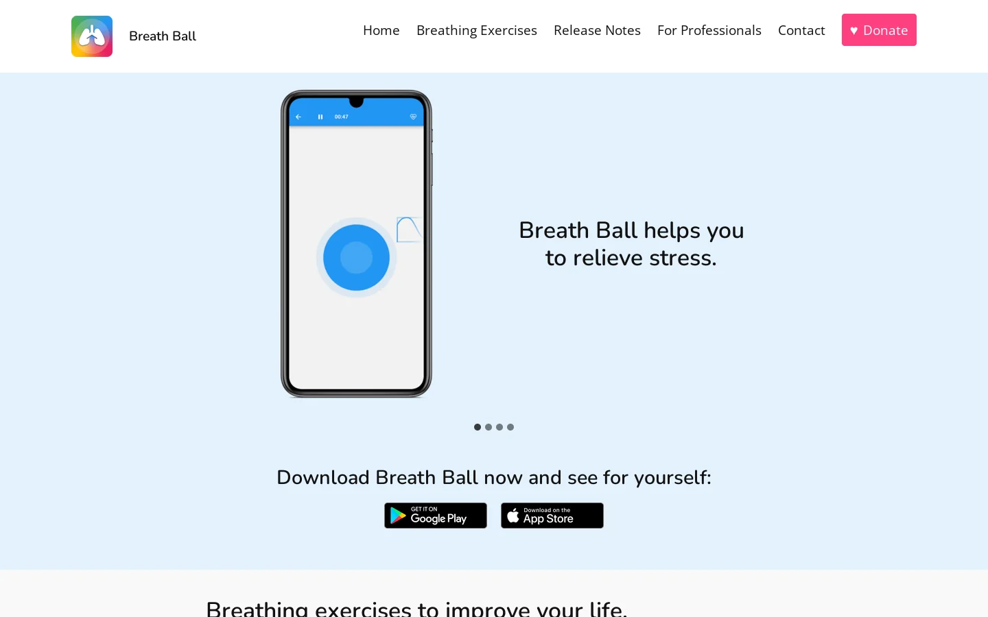 Breath Ball Homepage screenshot