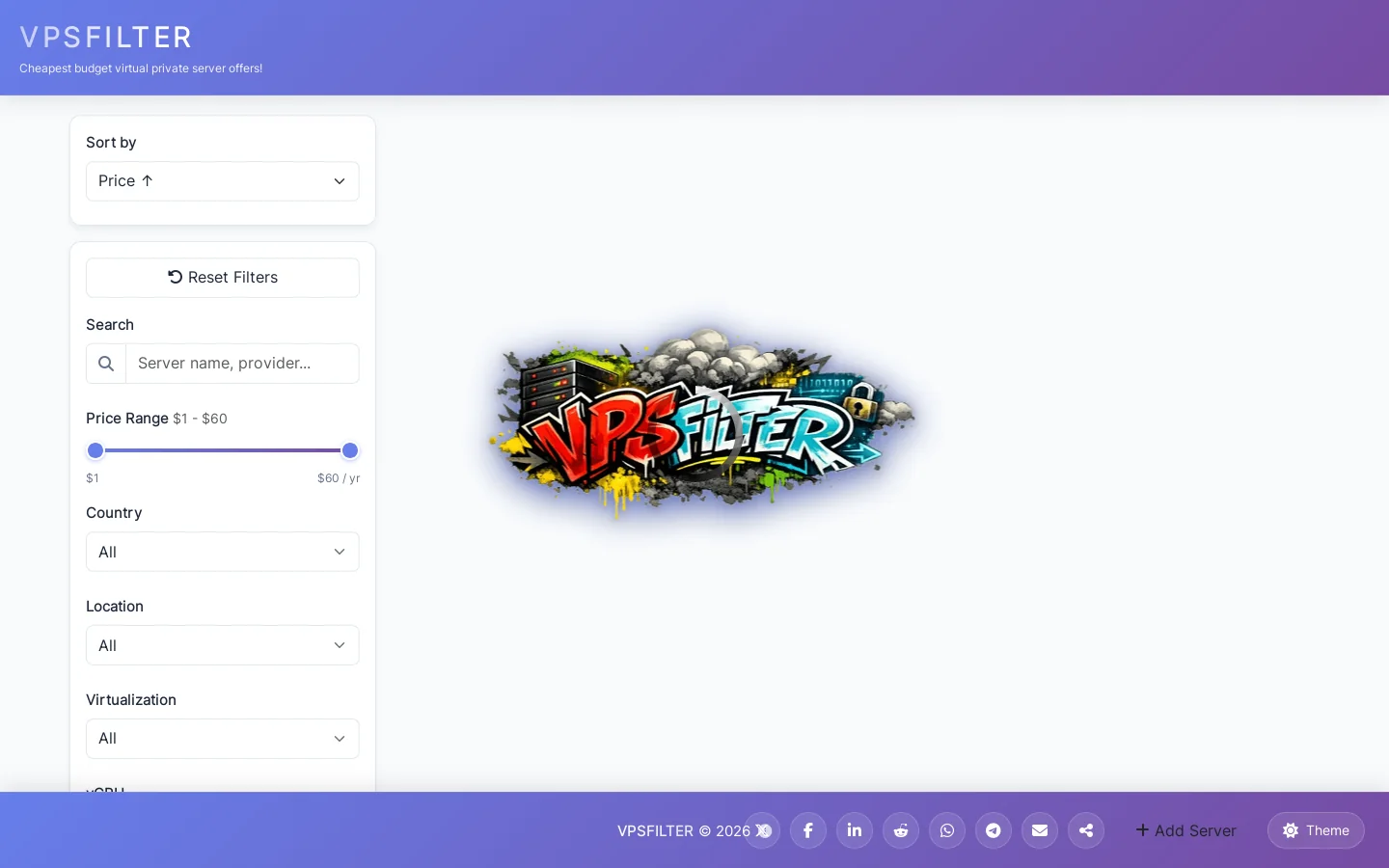 VPSFILTER Homepage screenshot