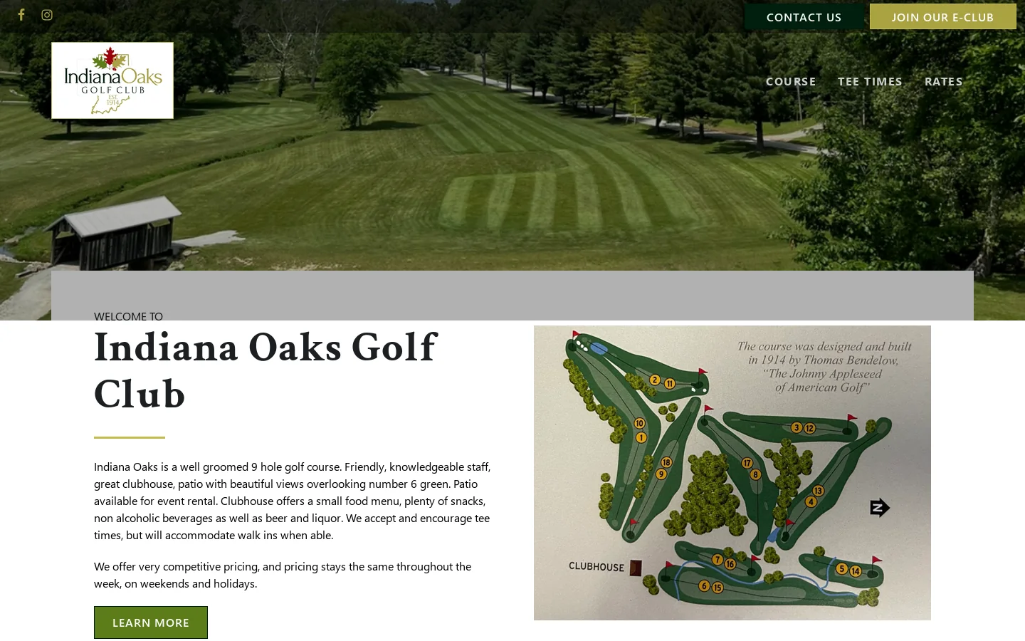 Indiana Oaks Golf Club Homepage screenshot