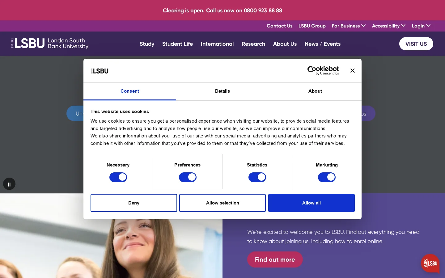 London South Bank University | London South Bank University Homepage screenshot