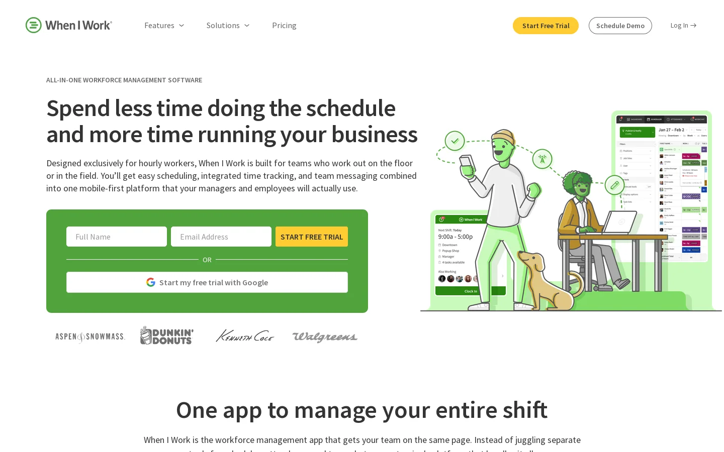 When I Work Homepage screenshot