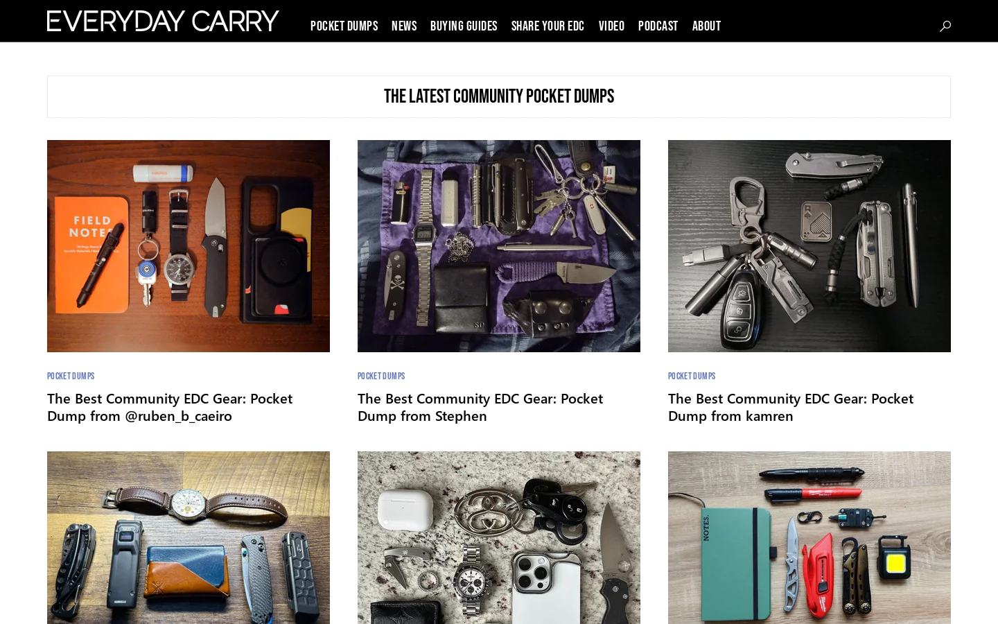 Everyday Carry Homepage screenshot