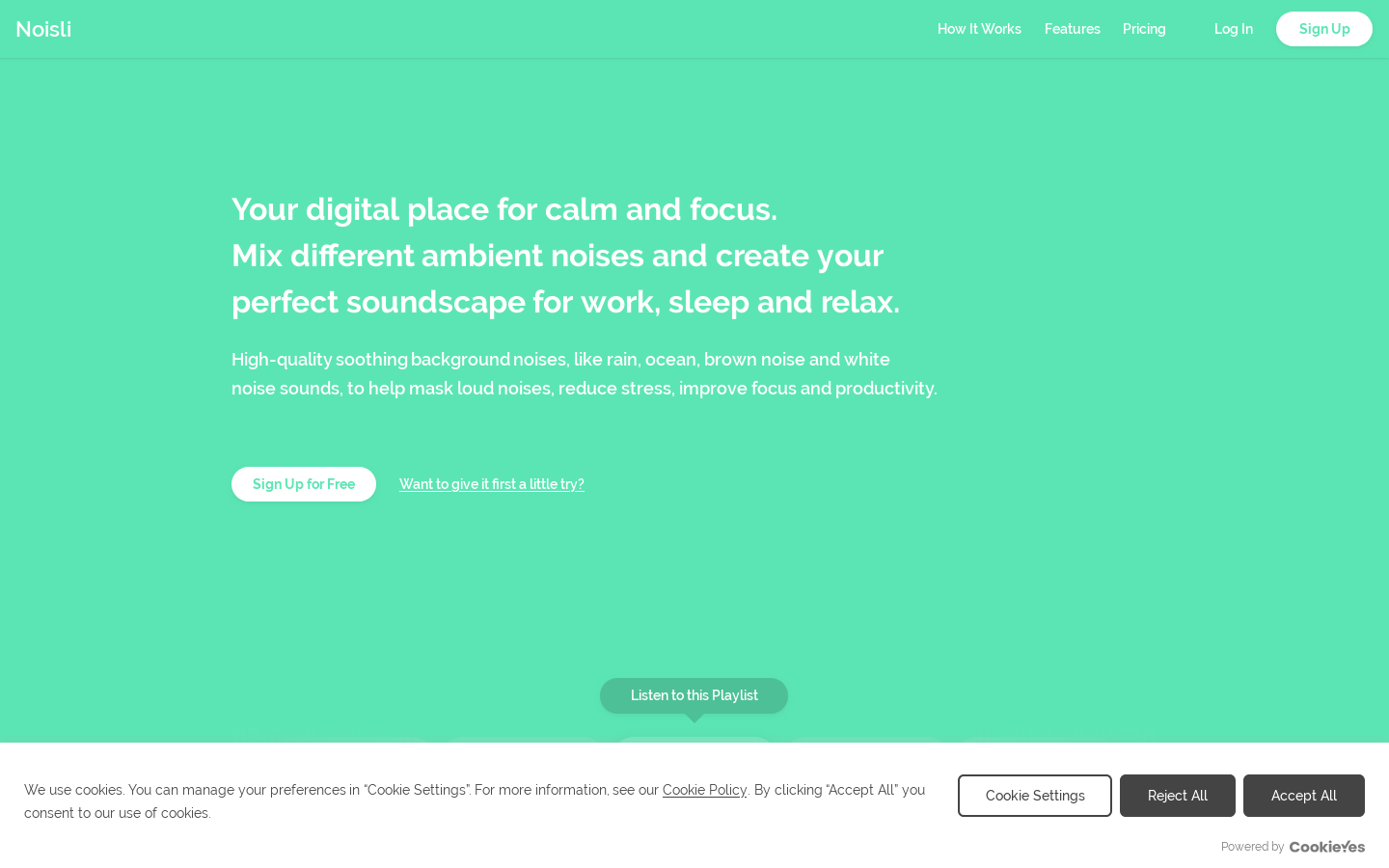 Noisli Homepage screenshot