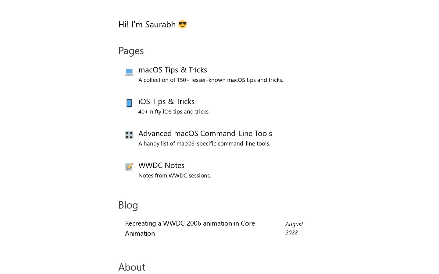 saurabhs.org Homepage screenshot