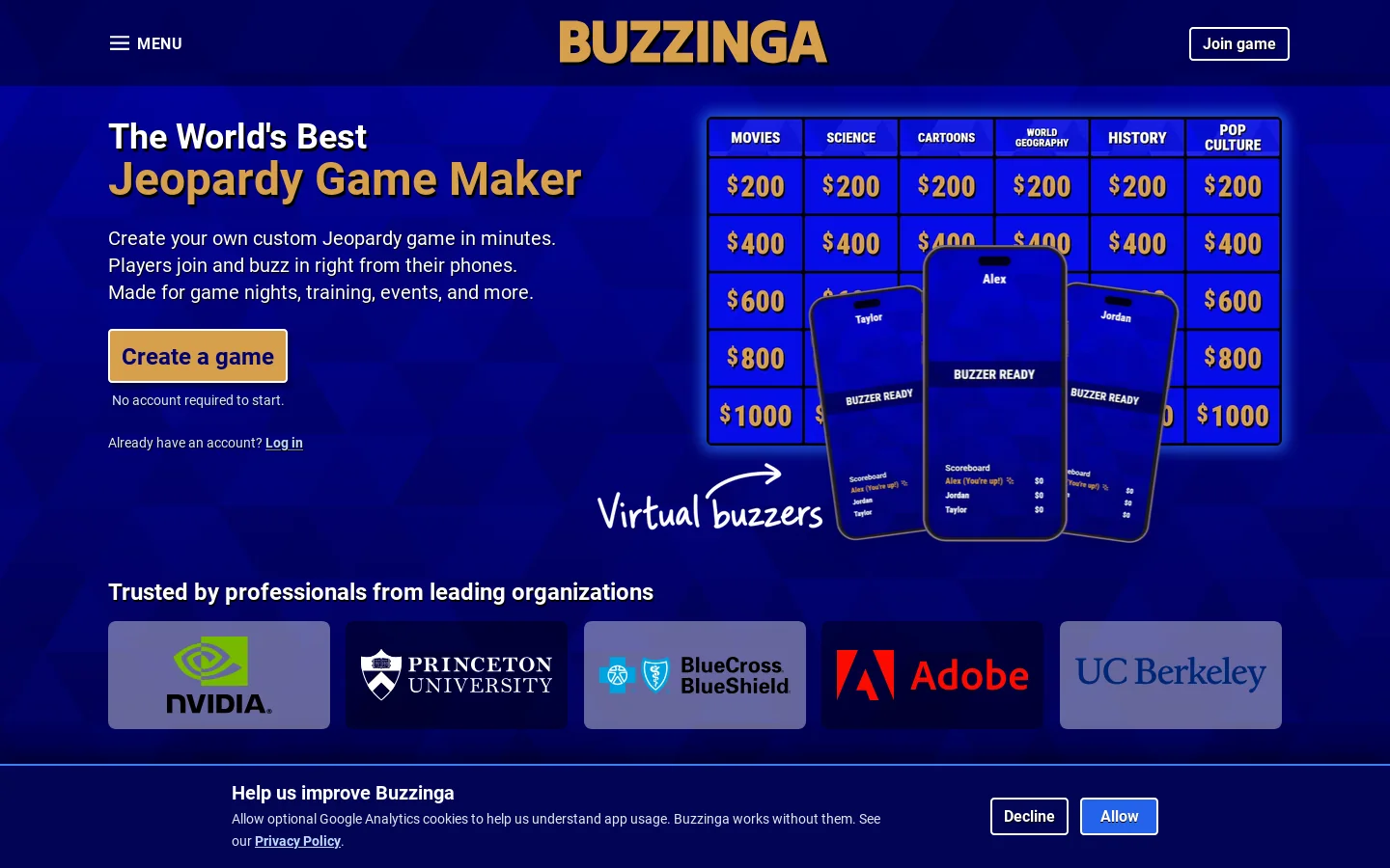 Buzzinga.io Homepage screenshot