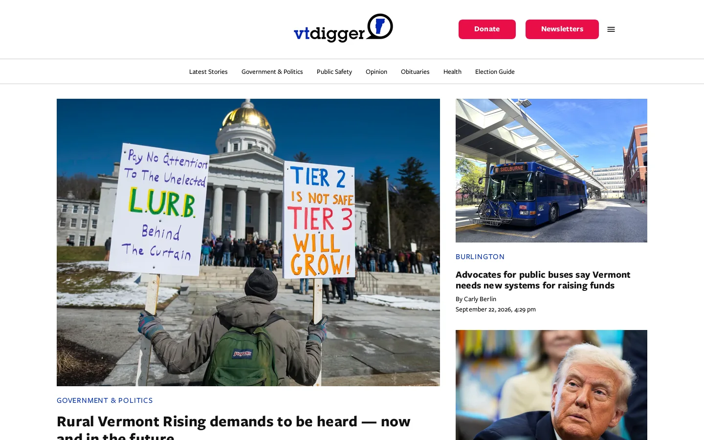VTDigger Homepage screenshot