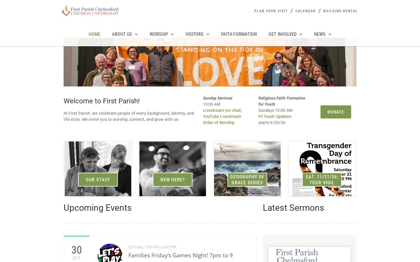 First Parish Chelmsford Homepage screenshot