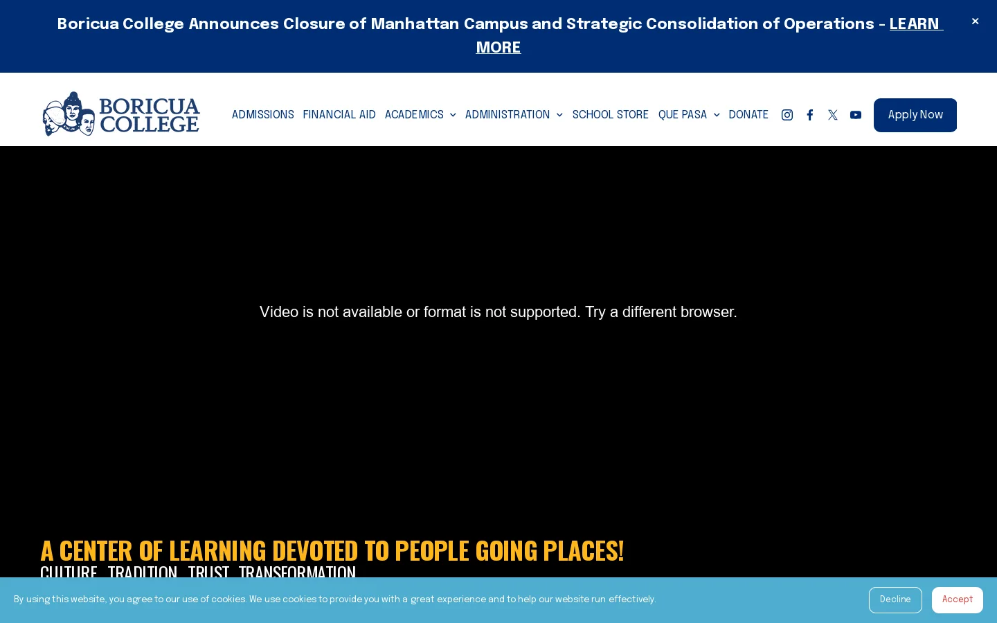 Boricua College Homepage screenshot