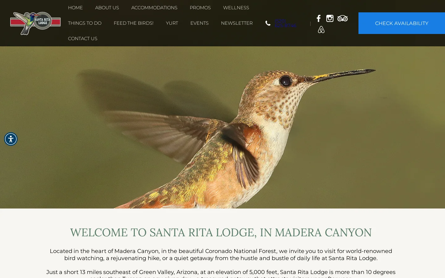 Santa Rita Lodge Homepage screenshot