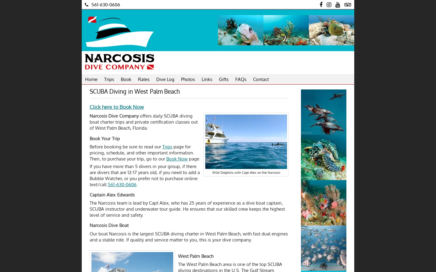 Narcosis Dive Company Homepage screenshot