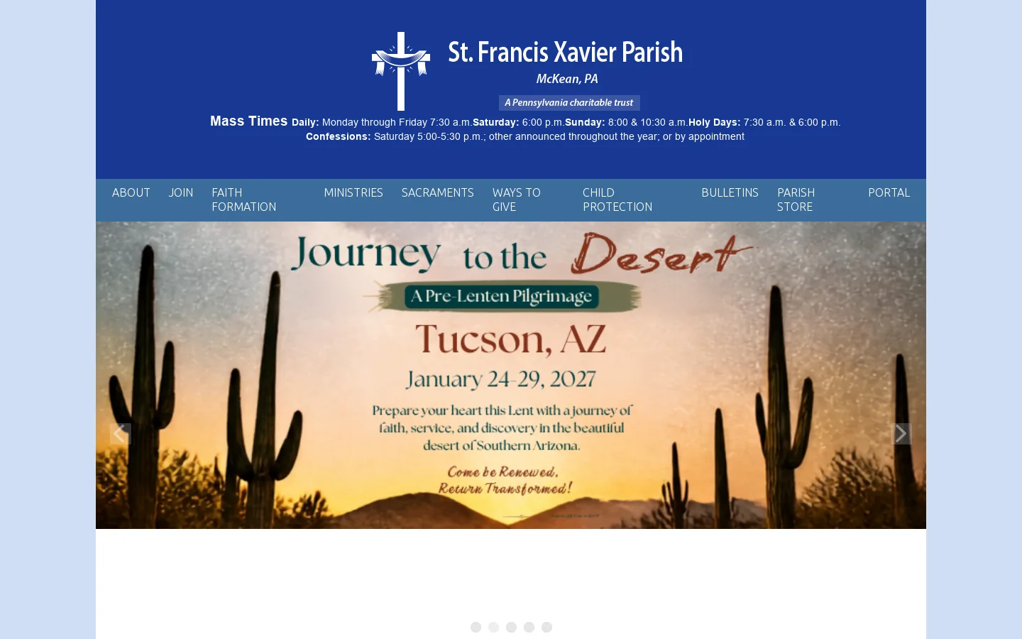 stfrancisxaviermckean.org Homepage screenshot