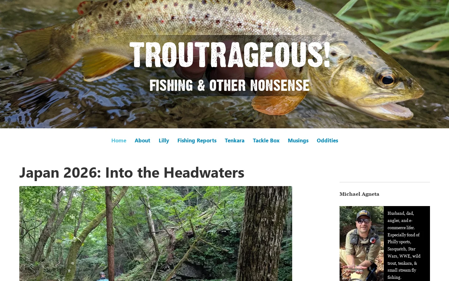 Troutrageous! Fly Fishing & Other Nonsense Homepage screenshot