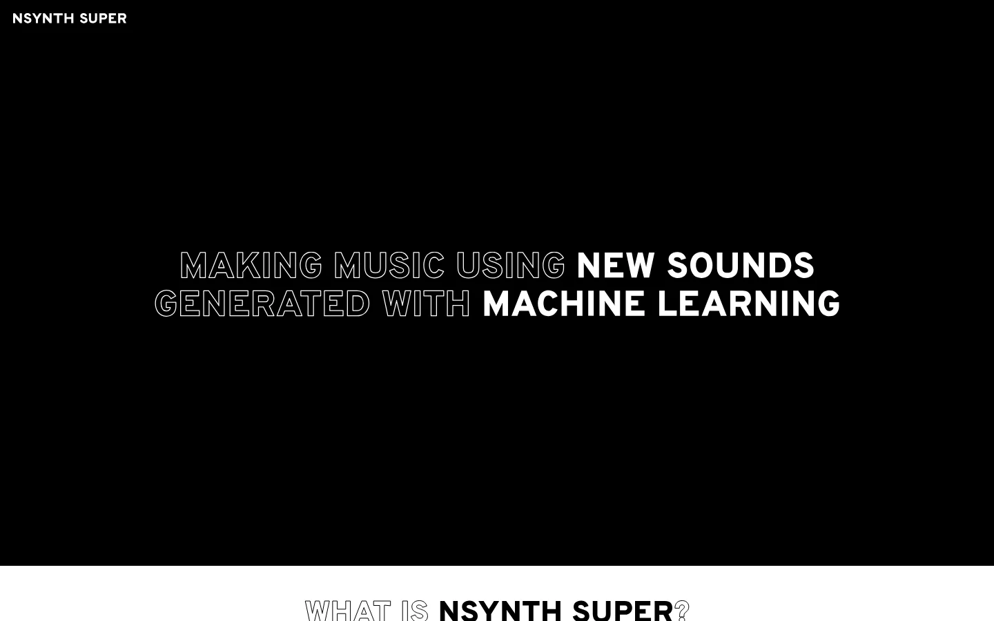 NSynth Super Homepage screenshot