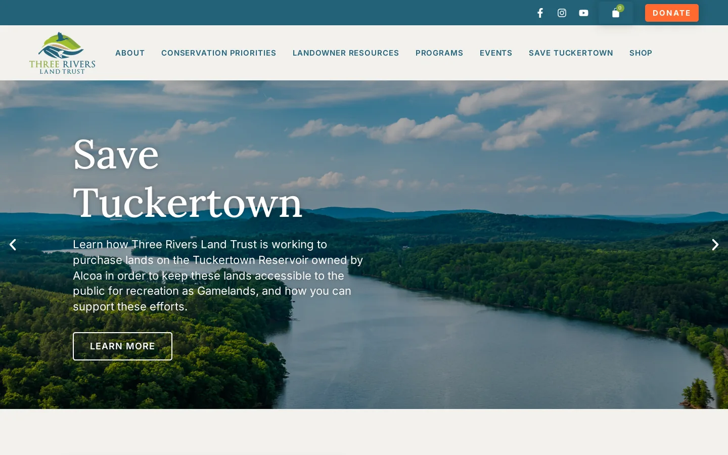 Home - Three Rivers Land Trust Homepage screenshot