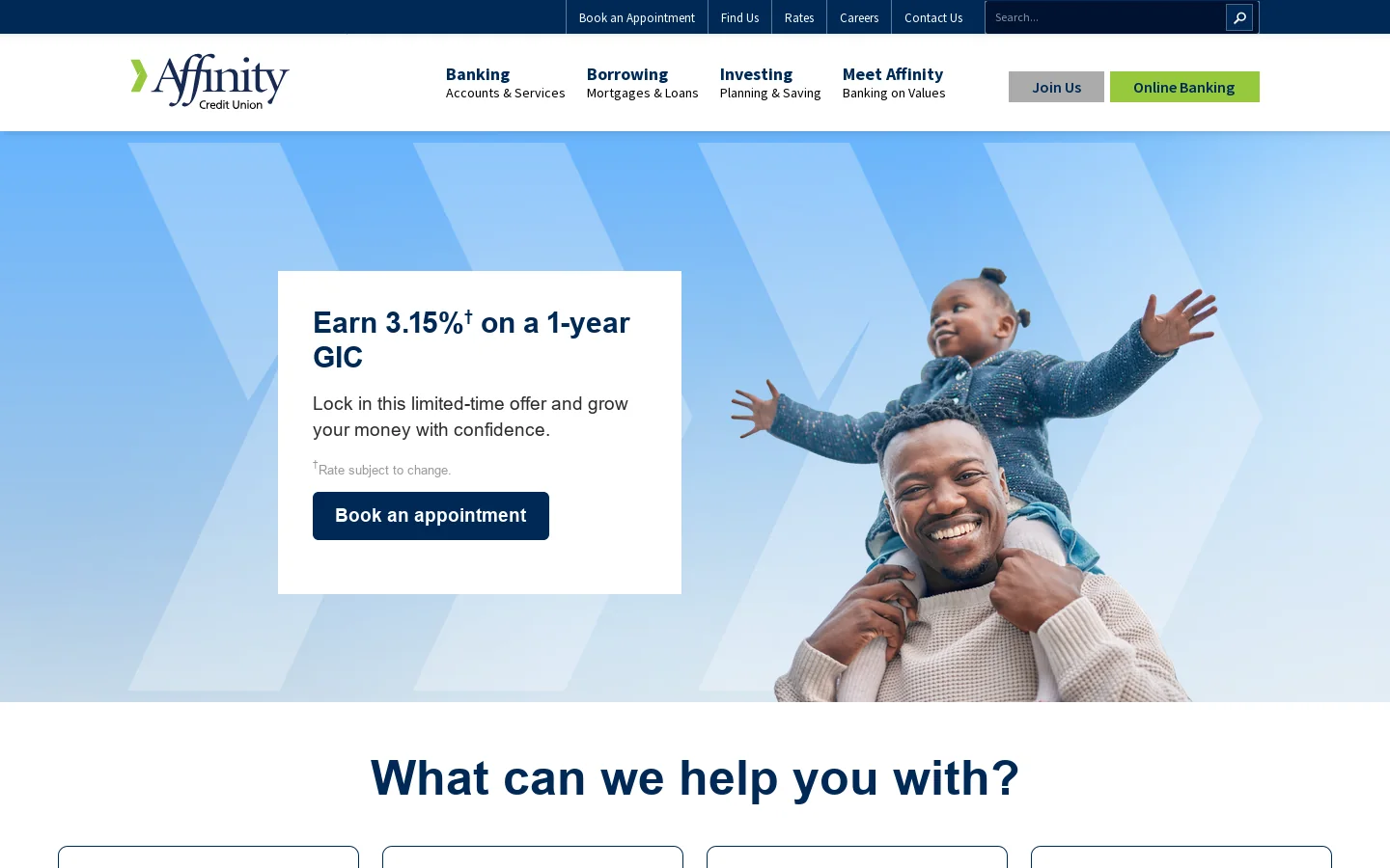 Affinity Credit Union | Personal & Business Banking in Saskatchewan Homepage screenshot