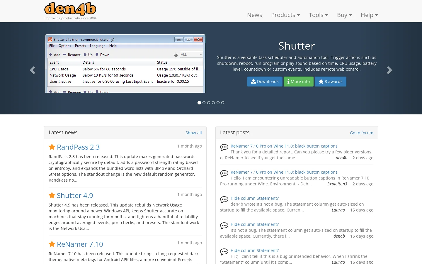 den4b.com Homepage screenshot