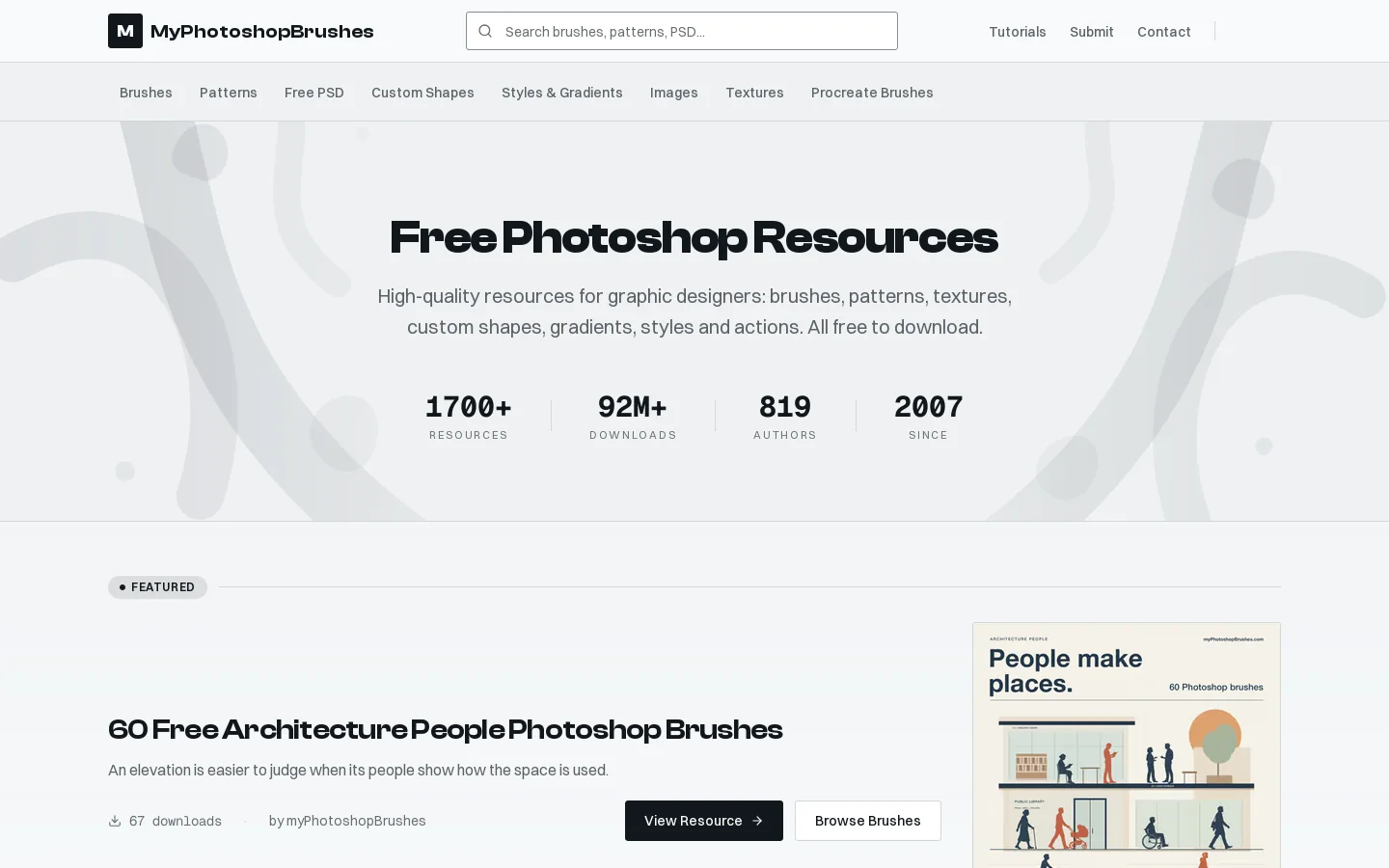 MyPhotoshopBrushes Homepage screenshot