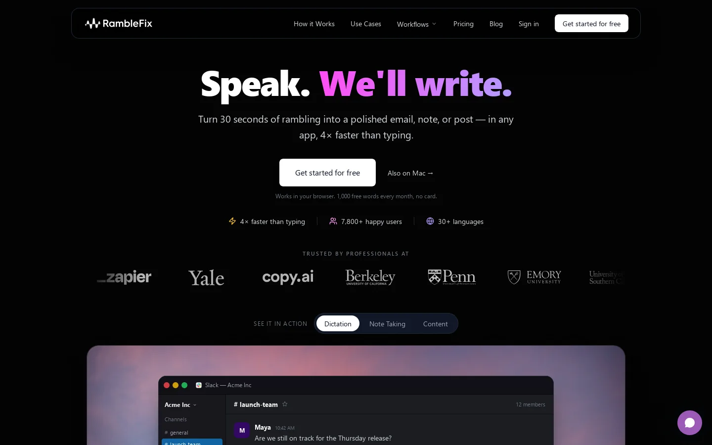 RambleFix Homepage screenshot