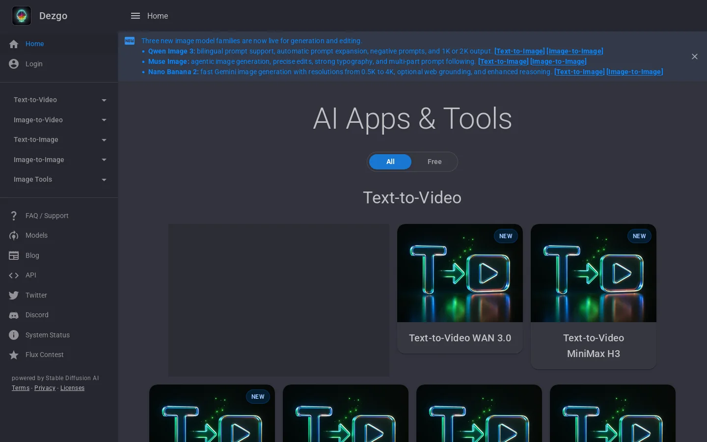 Dezgo Homepage screenshot