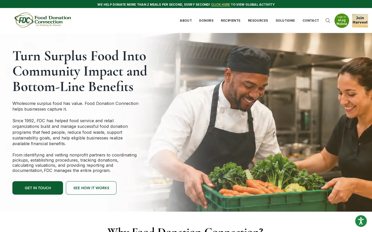 Food Donation Programs | Food Donation Connection Homepage screenshot