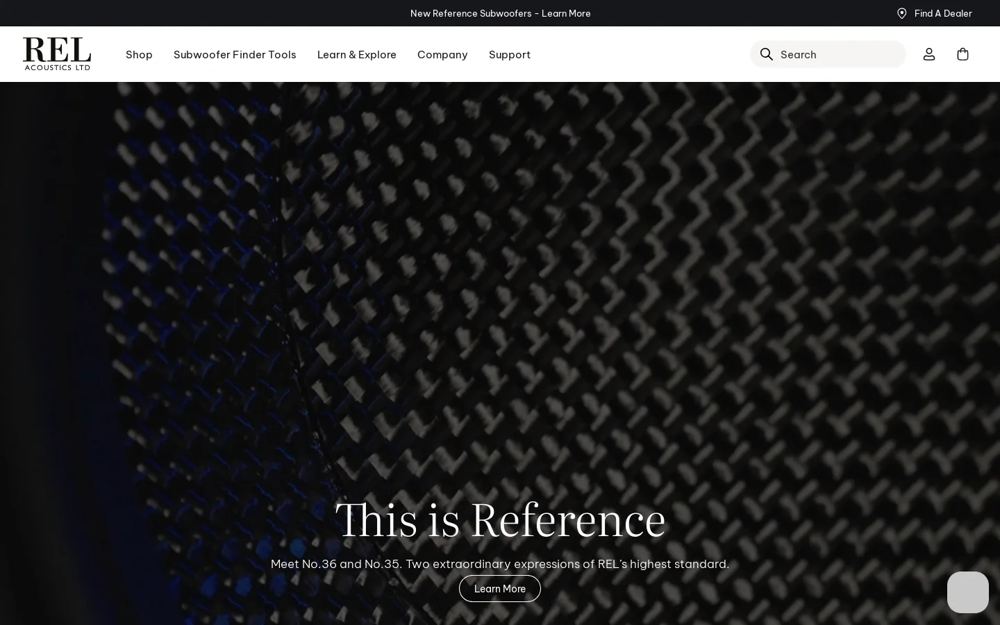REL Acoustics Homepage screenshot