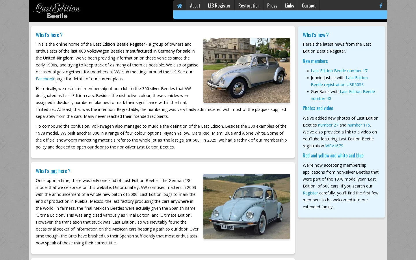 Last Edition Beetle Homepage screenshot