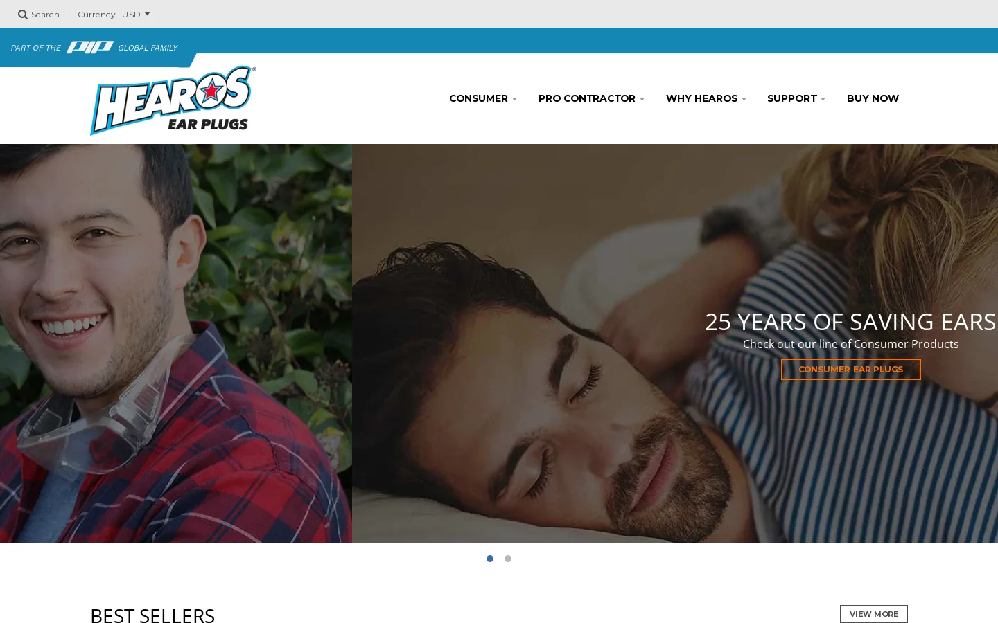 Hearos Ear Plugs Voted #1 With Highest NRR 32 Rating Homepage screenshot