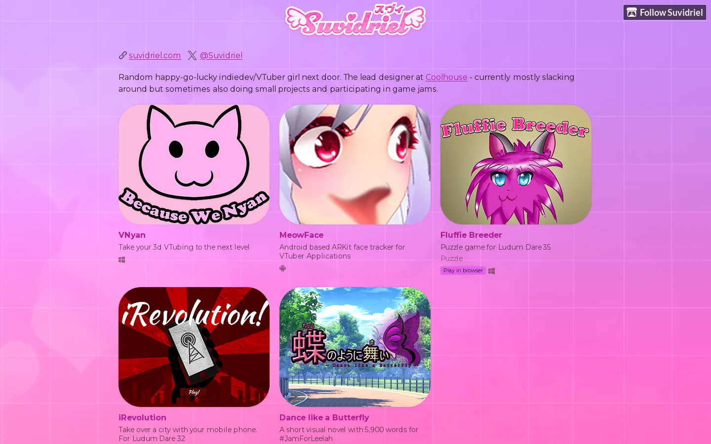 Suvidriel Homepage screenshot